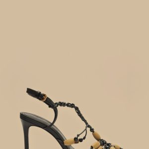 Black High Heel Beads Sandal
 – FARM Rio
