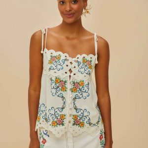 Off-White Flower Tapestry Embroidered Shorts
 – FARM Rio