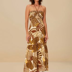 Sand Shell Mix Euroflax™ Premium Linen Maxi Dress
 – FARM Rio