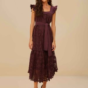 Brown Pineapple Guipure Midi Dress
 – FARM Rio