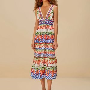 Off-White Picnic Peppers Ainika Midi Dress
 – FARM Rio