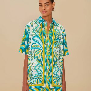 Sand Tropical Tapestry LENZING™ ECOVERO™ Euroflax™ Shirt
 – FARM Rio