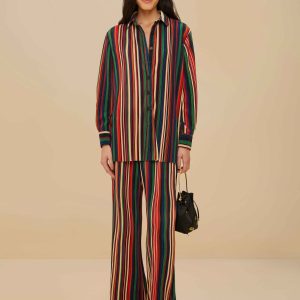 Multicolor Pipa Stripes Pleated Pants
 – FARM Rio