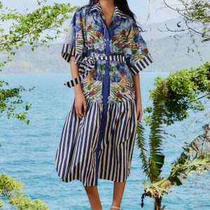 Blue Fresh Table Scarf Organic Cotton Midi Dress
 – FARM Rio