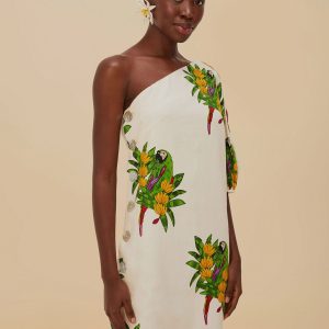 Off-White Maracana Bird LENZING™ ECOVERO™ Euroflax™ Mini Dress
 – FARM Rio