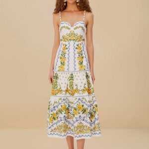 Off-White Sicily Organic Cotton Midi Dress
 – FARM Rio