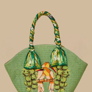Green Coconut Toucan Raffia Shell Tote
 – FARM Rio