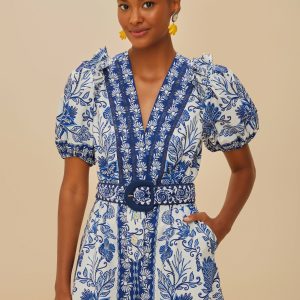 Off-White Shell Garden Organic Cotton Romper
 – FARM Rio