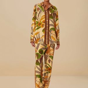 Sand Foliage Sketch LENZING™ ECOVERO™ Euroflax™ Pants
 – FARM Rio