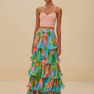 Blue Lily Bloom Maxi Skirt
 – FARM Rio
