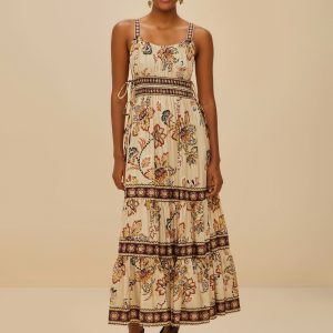 Sand Aura Floral Sleeveless Midi Dress
 – FARM Rio