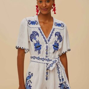 Blue Delicate Forest Richelieu Embroidered LENZING™ ECOVERO™ Euroflax™
 – FARM Rio