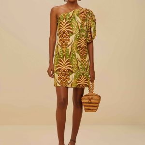 Green Pineapple Tapestry LENZING™ ECOVERO™ Euroflax™ Mini Dress
 – FARM Rio