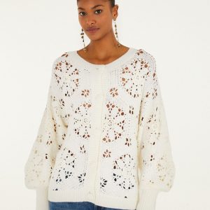 Off-White Crochet 3d Flower Knit Cardigan