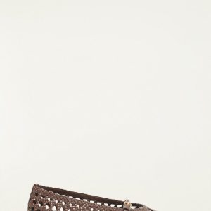 Brown Woven Mary Jane Ballerina