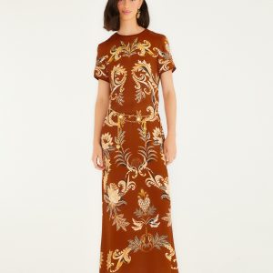Orange Arabesque Paradise LENZING™ ECOVERO™ Viscose Maxi Dress