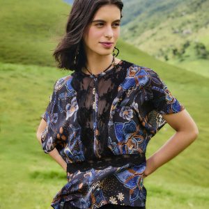 Black Snakes Bouquet Blouse