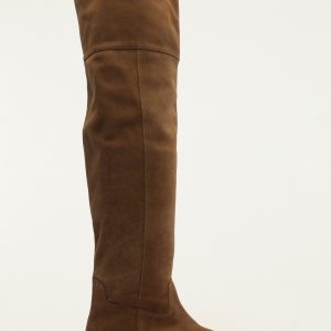 Brown Over The Knee Flat Boot