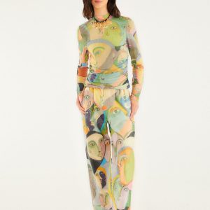 Crowded Series Drawing Organic Cotton Pants