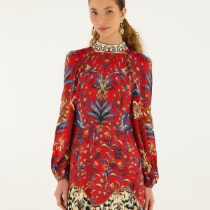 Red Winter Breeze LENZING™ ECOVERO™ Viscose Mini Dress