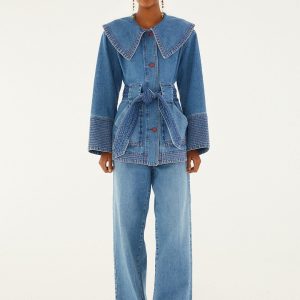 Denim Wide-Leg Pants