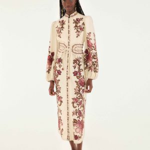 Sand Renata Floral Long Sleeve Midi Dress