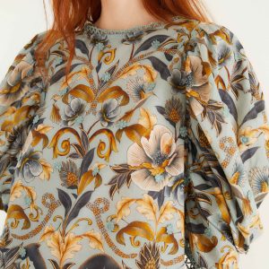 Blue Snake Garden 3d Applique Blouse