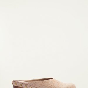 Cream Embossed Wedge Clog