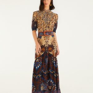 Cream Marvelous Garden Short Sleeve Midi Dress