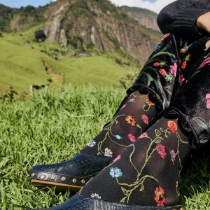 Black Embossed Wedge Clog