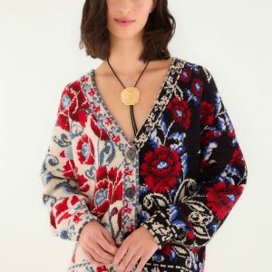 Black Mixed Valentina V Neck Knit Cardigan