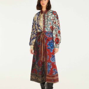 Mixed Navy Winter Lenzing® Ecovero® Viscose Midi Dress