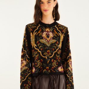 Black Majestic Hearts Knit Cardigan