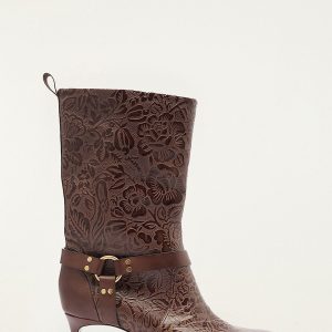 Brwon Harness Embossed Boot