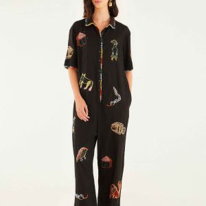 Ana Leovy Farm Rio Figures Short Sleeve Lenzing™ Ecovero™ Euroflax™ Maxi Jumpsuit