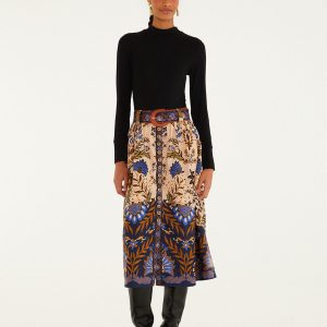 Pink Marvelous Garden Midi Skirt