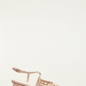 Cream Woven Wedge Heeled Sandal