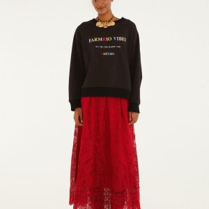 Red Guipure Boho Garden Skirt