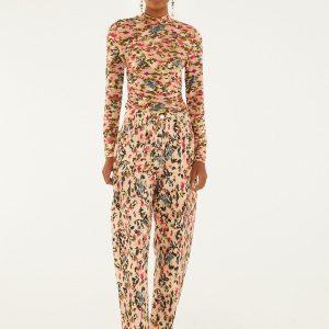 Pink Tiny Flowers Canvas Ballon Pants