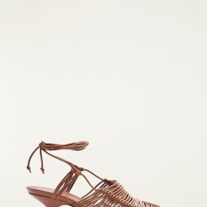 Brown Macrame Heeled Sandal
