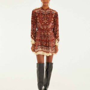Sand Ainika Pineapple Tapestry Long Sleeve Mini Dress