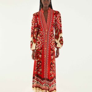 Cream Ainika Pineapple Ikat Maxi Dress