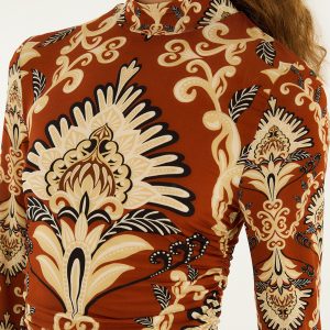 Orange Arabesque Paradise Long Sleeve Blouse