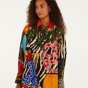 Tropical Multicolor Long Sleeve Organic Cotton Shirt