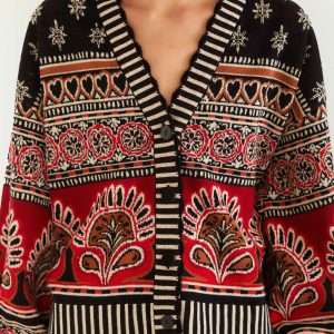 Black Ainika Love Coconut Groove Knit Cardigan