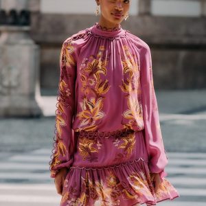 Pink Delicate Chintz Ruffled Mini Dress