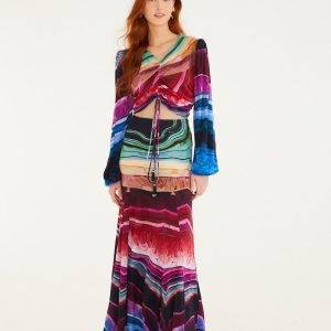 Multicolor Precious Gems Maxi Skirt