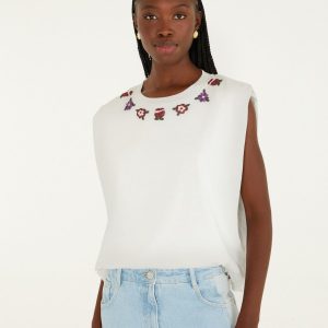 Off-White Beaded Flowers T-Shirt