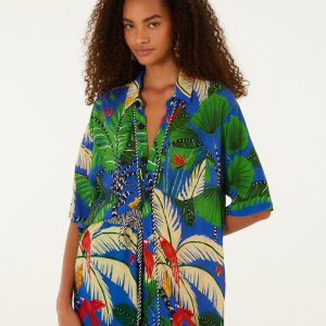 Blue Tropical Island Short Sleeve Lenzing™ Ecovero™ Viscose Shirt