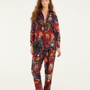 Multicolor Artsy Surreal Land LENZING™ ECOVERO™ Viscose Pants